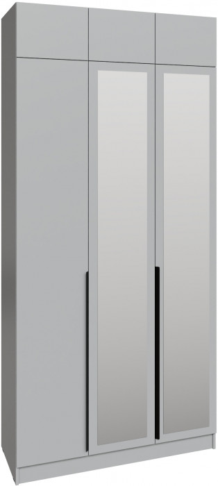Шкаф 1,2 с антресолью и зеркалом Мадрид, Камень серый
