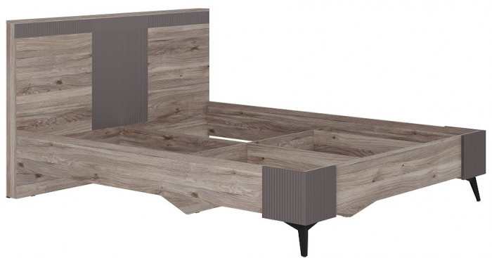 Кровать 1,6 м "Кассандра" КР-19 Дуб Смоки/MF14 Муссон софт