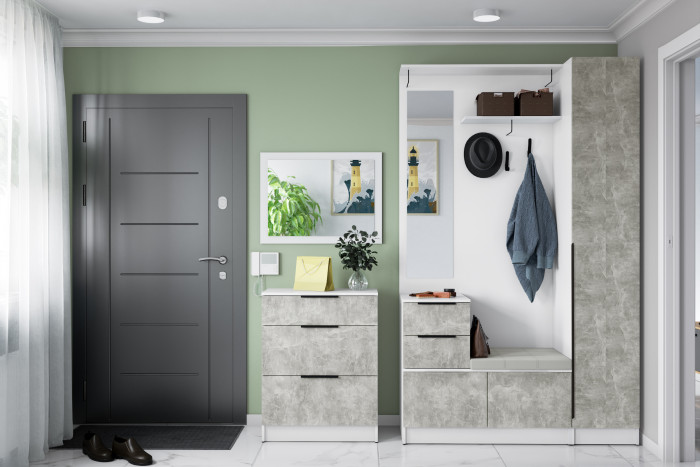 Набор мебели для прихожей "Мадрид", Белый/Ателье светлое