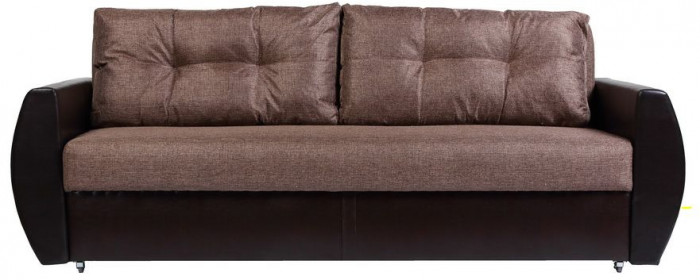 Диван-кровать Бостон 150х195, еврокнижка, рогожка/экокожа, коричневый