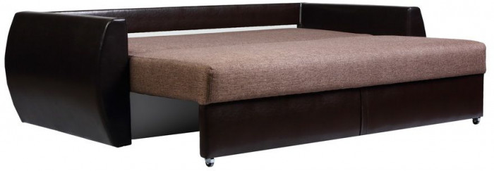 Диван-кровать Бостон 150х195, еврокнижка, рогожка/экокожа, коричневый