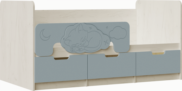 Юниор-4 Кровать 80х180 (Шарли белый, Крафт белый)