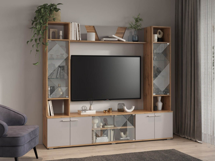 63.03 Тумба для ТВ Дуб золотой/Кашемир