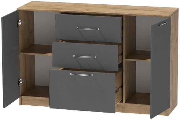 Комод №3 "Иннэс-7", Крафт золотой/Графит