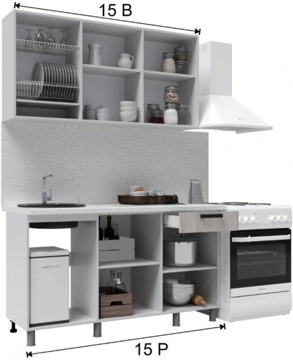 Кухонный гарнитур Осло 1,5м Карбон форфор