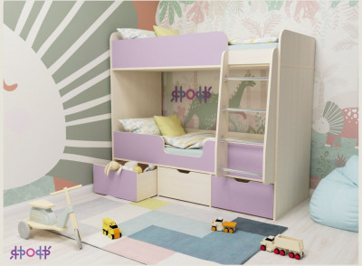 Кровать двухъярусная Малыш Двойняшка (Ирис/Дуб молочный)