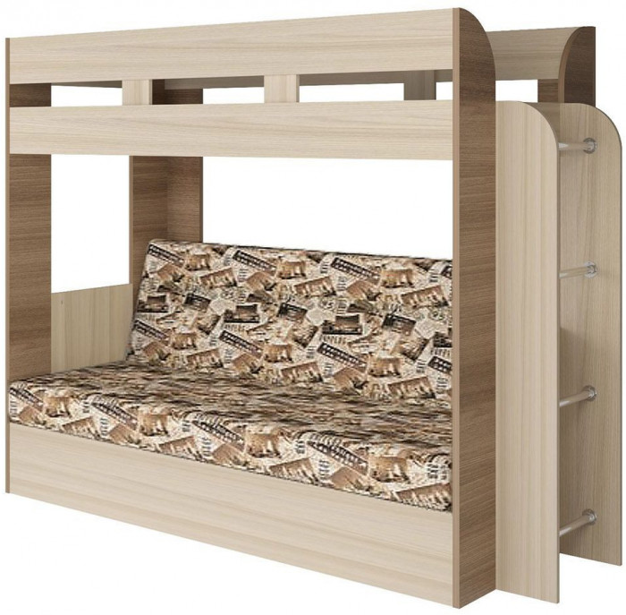 Карамель 75 кровать-диван Ясень Шимо Темный / Светлый / Ткань Латте