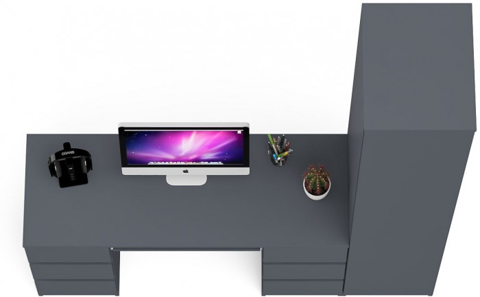Мори Стол компьютерный МС-2 + Пенал МШ400.1, цвет графит, ШхГхВ 175,8х50,4х209,6 см., универсальная сборка