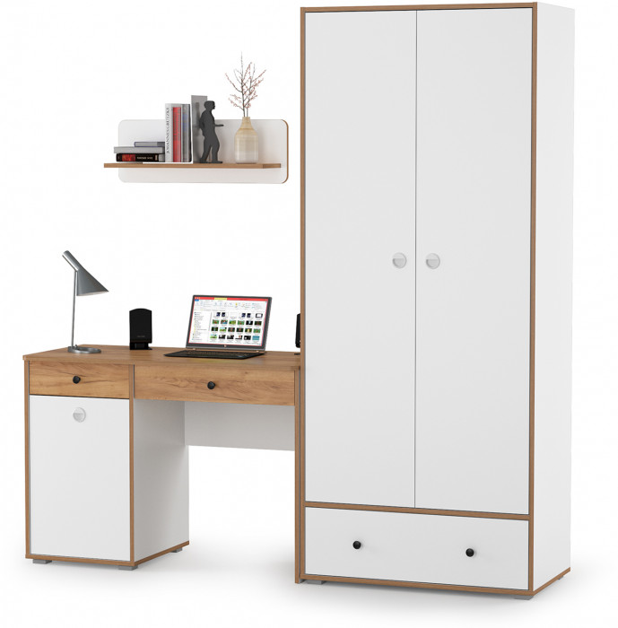 Вуди Компоновка № 18, белый премиум/дуб крафт золотой