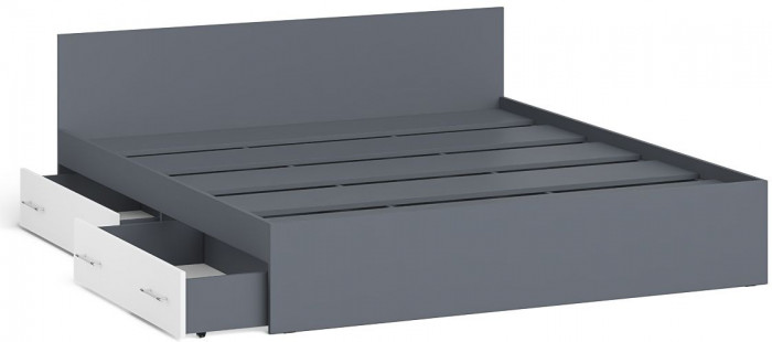 Мори Кровать с ящиками 1800, графит/белый