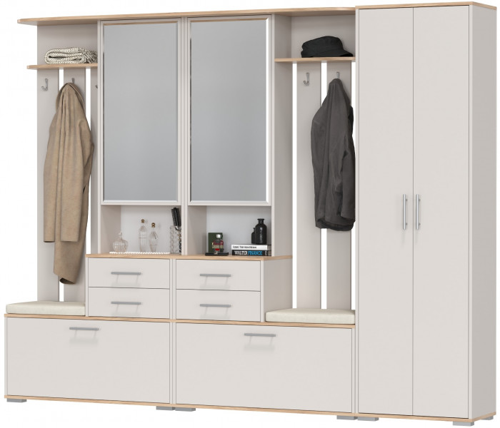 Прихожая Домино 3, дуб крафт золотой/кашемир серый