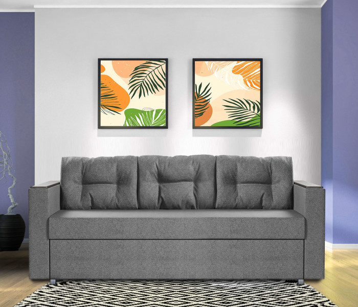 Диван-кровать Атлант2, еврокнижка, рогожка, 140х190, серый