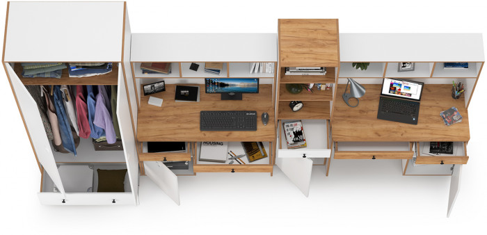 Вуди Компоновка № 32, белый премиум/дуб крафт золотой