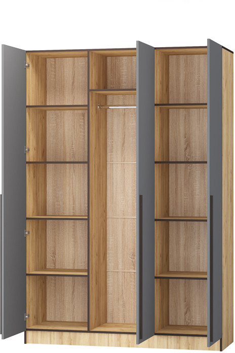 Шкаф Бастион 1500 №2, Графит/Дуб крафт золотой