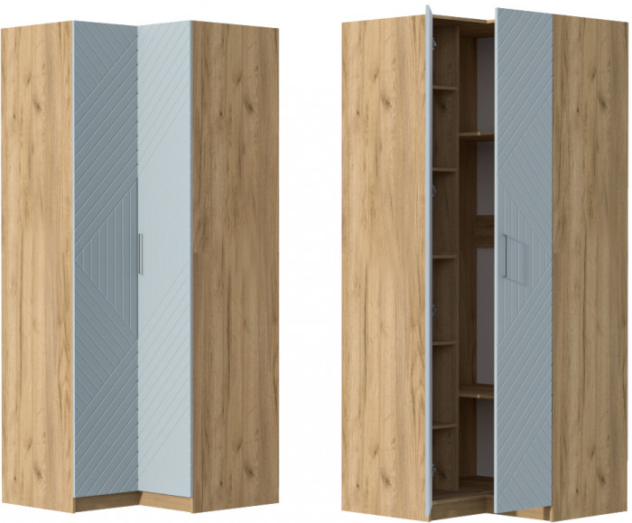 Шкаф угловой "Иннэс-7" - Крафт золотой/Монблан Р-856