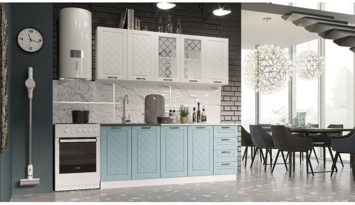 Кухня МДФ Агава 2000 (Лиственница светлая, Белый)