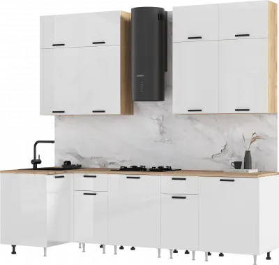 Кухня Рио NEW 1,0х2,6м/1080м (490), Компановка №3, Дуб крафт/Белый глянец