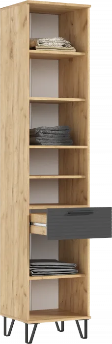 Флэш Прихожая Пенал открытый (Браш Графит, Дуб Крафт)