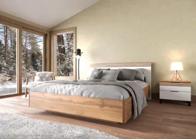 Модульная спальня Нао, набор №6, Дуб вотан/Белый (Профиль МДФ Дуб вотан)