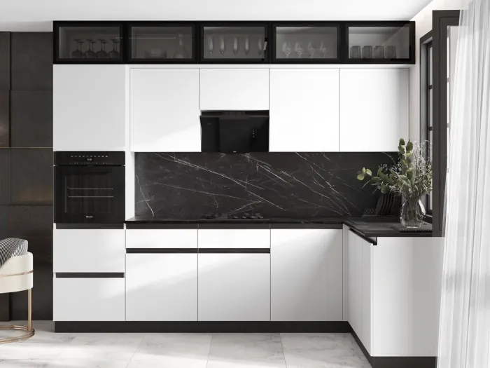 Кухня Техно-6 3,0х1,8м Белый/Браш Вайт