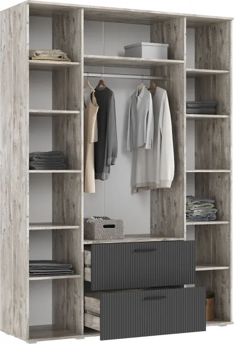 Сильвия Шкаф 4-х створчатый 1600, Браш Графит/Дуб Юкон