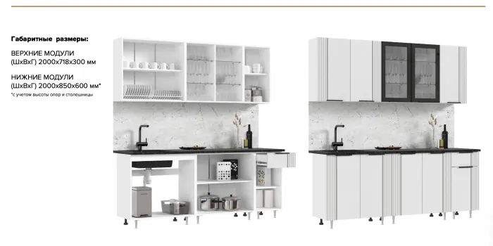 Кухня Виктория 2,0м Пластер индиго/белый