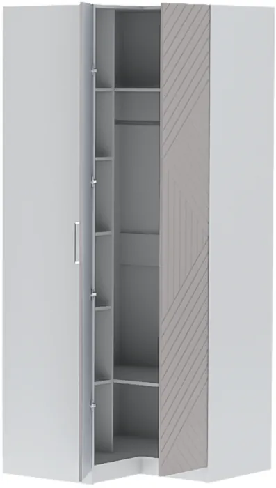 Шкаф угловой "Иннэс-7" - Белый/Грэй софт