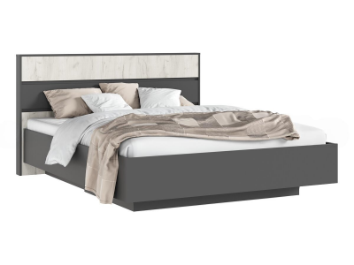 Роджина Кровать парящая 160 с ортопедом дерево с подсветкой, дуб крафт белый/графит