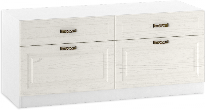 Ливерпуль Тумба, цвет ясень ваниль/белый, ШхГхВ 140х49,3х60,8 см.