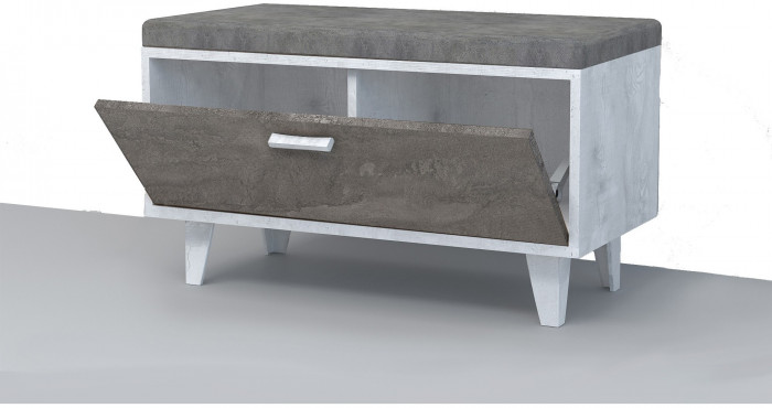 Эго Обувница ОБ-1 НГ (Глянец Белый/Бетон Светлый)