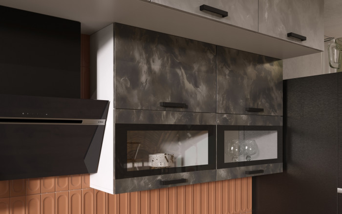 Кухня Техно 3,0/1080м Компоновка №2, Мальта/Мальта грей, Белый