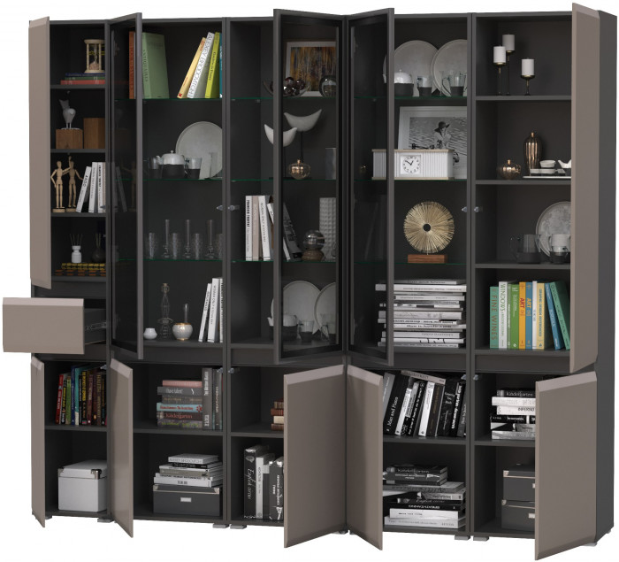 Сидней Комплектация № 020, корпус: антрацит/фасады: МДФ веллюто капучино