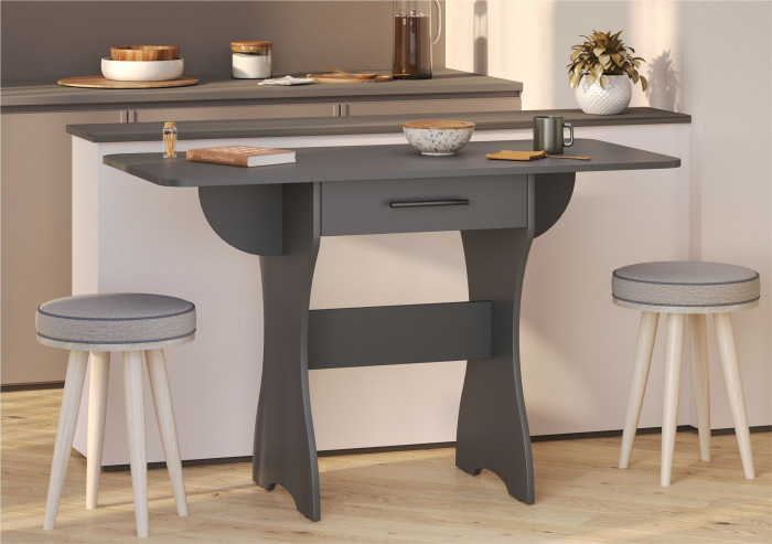 Стол обеденный раскладной с ящиком 6-02.120ТМграф, графит