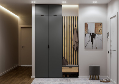 Модульная Прихожая Ома, набор №5, Графит/Дуб Тортуга, Simple 27