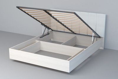 Кровать 1,6 арт.031-М1 (Полосы) - Бодега/Кжз. Белый Глянец (ПМ)