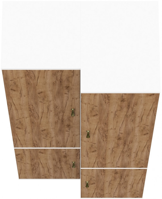 Лидер-8 Модуль Пенал МД 21Б + Пенал МД 23Б, цвет белый шагрень/крафт золото, ШхГхВ 80х50х190 см., универсальная сборка