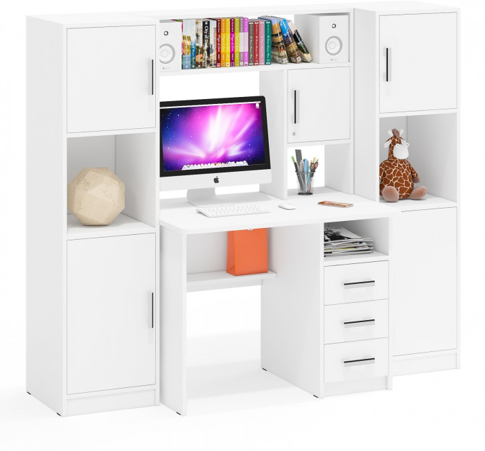 С-МД-СК9 Компоновка № 02, цвет белый шагрень, ШхГхВ 188х70х160 см., НЕ универсальная сборка