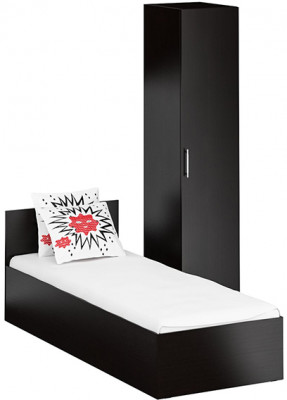 Кровать 0800 + Пенал Стандарт, цвет венге, ШхГхВ 83,5х203,5х70 + 45х52х200 см., сп.м. 800х2000 мм., без матраса, основание есть