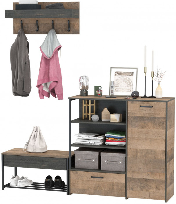 Трувор Прихожая 181, цвет дуб гранж песочный/интра, ШхГхВ 189х36,9х195 см., универсальная сборка