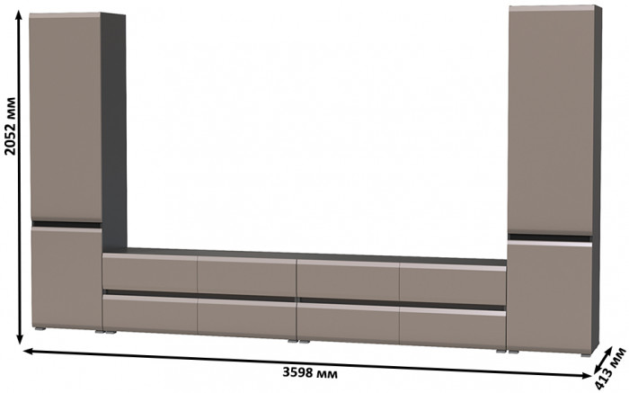 Сидней Комплектация № 128, корпус: антрацит/фасады: МДФ веллюто капучино