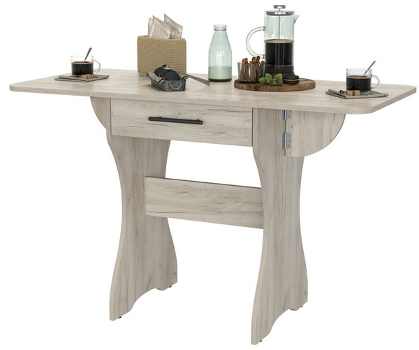 Стол обеденный раскладной с ящиком 6-02.120ТМдкс, дуб крафт серый