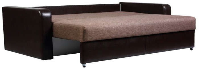 Диван-кровать Дублин 150х195, еврокнижка, рогожка/экокожа, коричневый