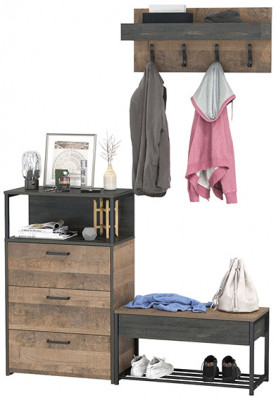 Трувор Прихожая 182, цвет дуб гранж песочный/интра, ШхГхВ 146х37х195 см., универсальная сборка