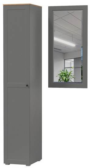 Остин Прихожая 12, цвет серый графит/дуб крафт золотой, ШхГхВ 99,5х54,3х229,6 см., универсальная сборка