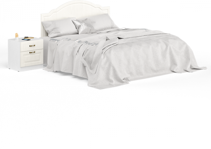 Ливерпуль Кровать 11.08 + основание + ножки + Тумба 08.146, ясень ваниль/белый