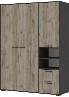 Эдинбург Шкаф 3-х створчатый ШК-03 (1,500х2,000х0,500) железный камень/дуб крафт серый