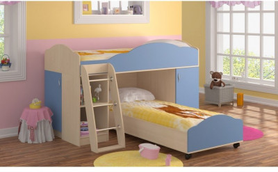 Кровать-чердак Дюймовочка-5.1, синяя