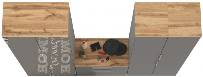 Октава Прихожая 28, серый графит/дуб крафт золотой/фасады МДФ серый графит