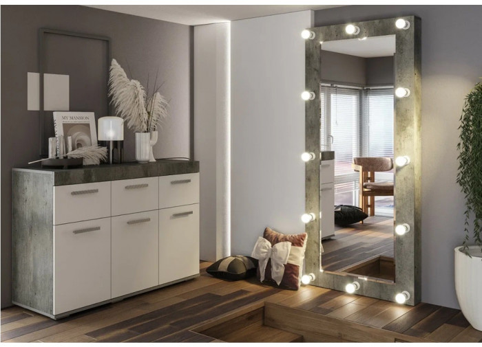 Комод Инстайл КМ-03, бетон/белый