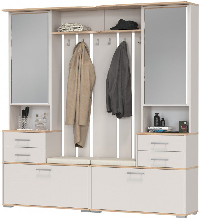Два шкафа с вешалкой Домино 2-3431дкз/к.с, цвет дуб крафт золотой/кашемир серый, ШхГхВ 200х36х202 см., универсальная сборка